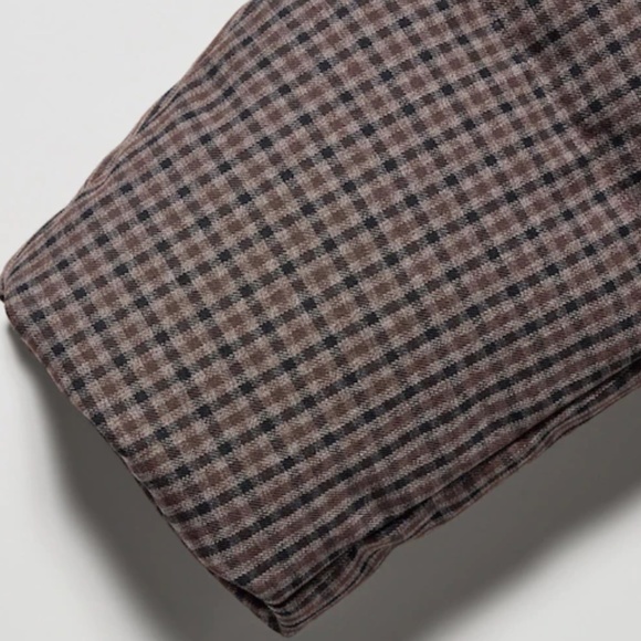 Uniqlo Women Check Patterned Down Puffer Jacket Coat Water Repellent Brown XL - Picture 7 of 13